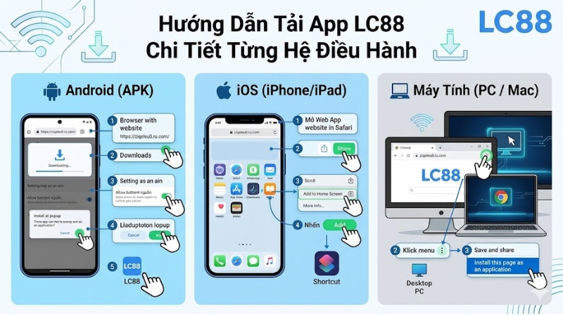 Hướng dẫn tải app lc88 chi tiết cho iOS và Android